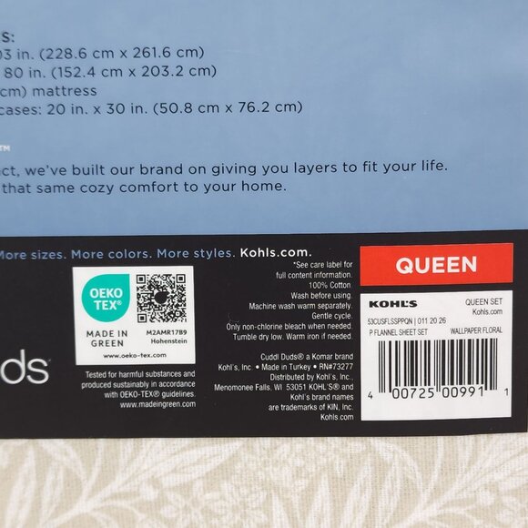 Cuddl Duds Heavyweight Flannel Queen Sheet Set Warmer Brushed Cotton Floral - Picture 5 of 7